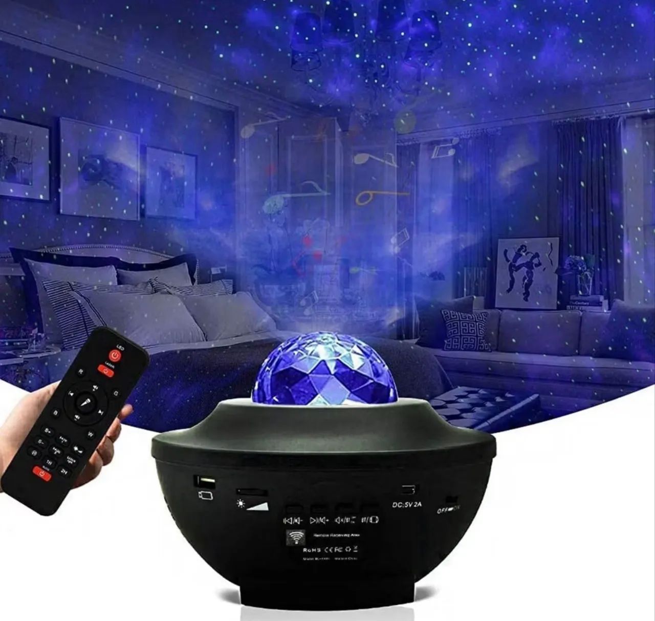 Projetor Luminária Galáxia Luz Noturna Estrela Música Bluetooth Controle Lâmpada Divertida