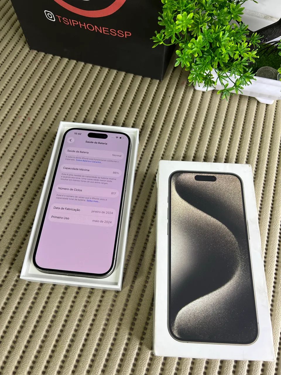 Iphone 15 pro 256Gb bateria 86% todo original - Celulares e