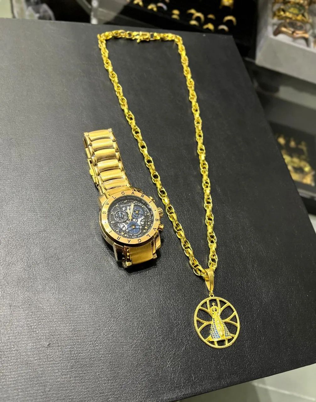 Relógio Bulgari + Corrente e pingente Moeda antiga - Foto 2