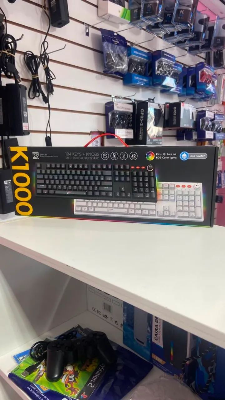 Teclado mecanico K1000 Gamer rgb e switch azul 