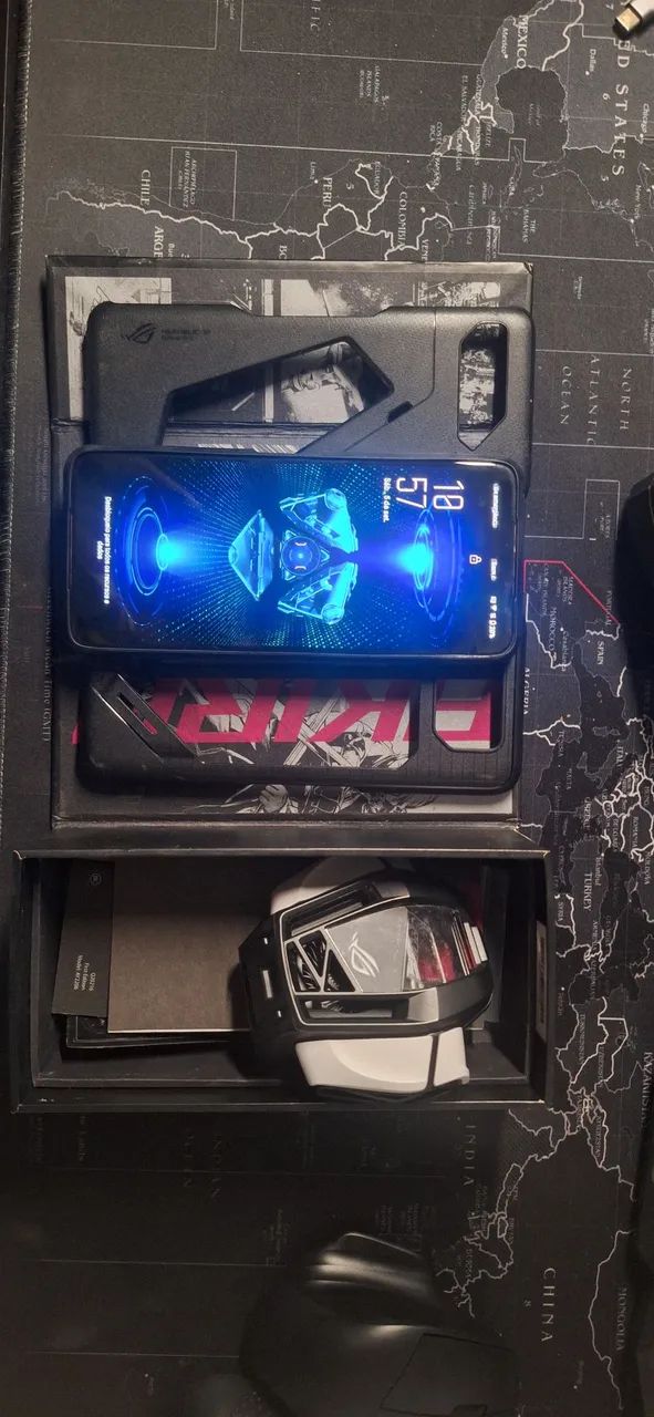 ROG Phone 5S 128GB + Cooler AeroActive 6 Branco + 3 Capinhas + Caixa Completa