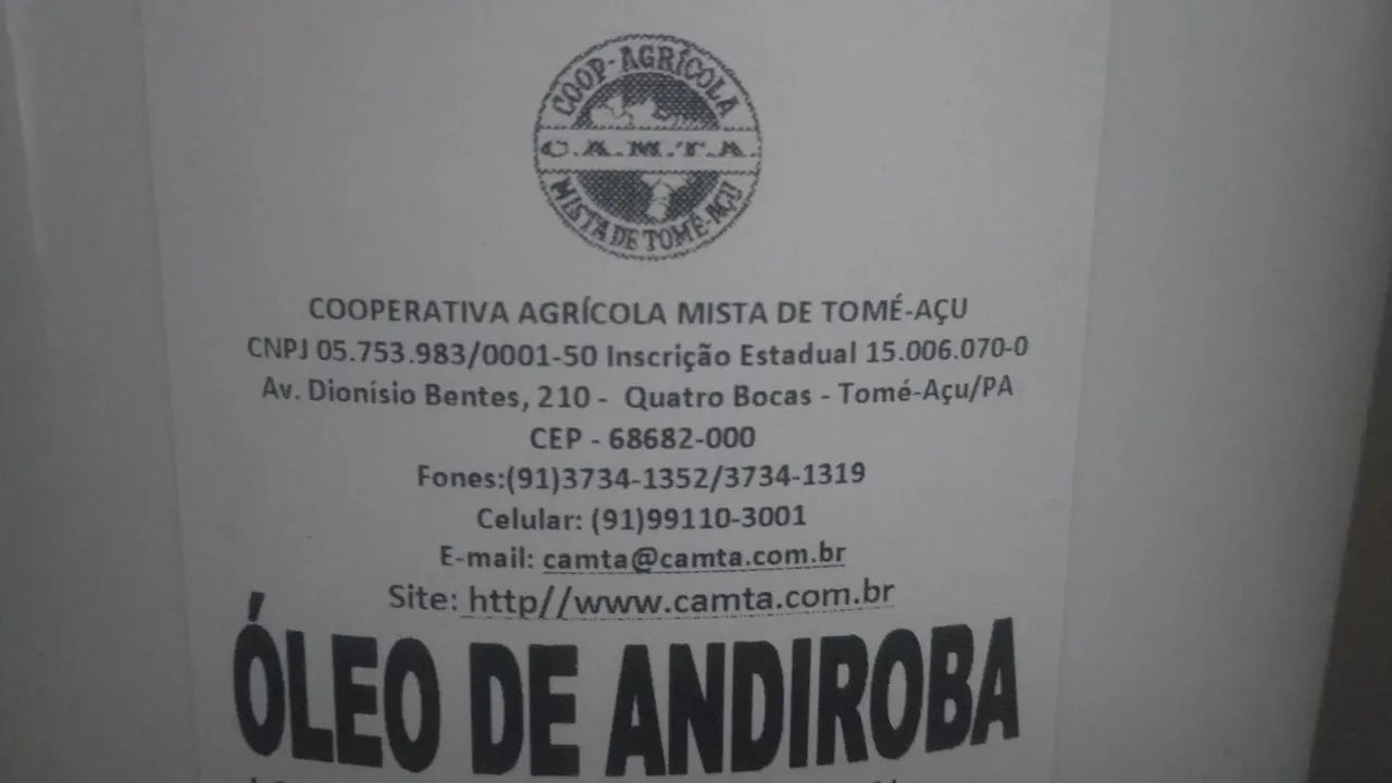Óleo de Andiroba balde 20 kilos