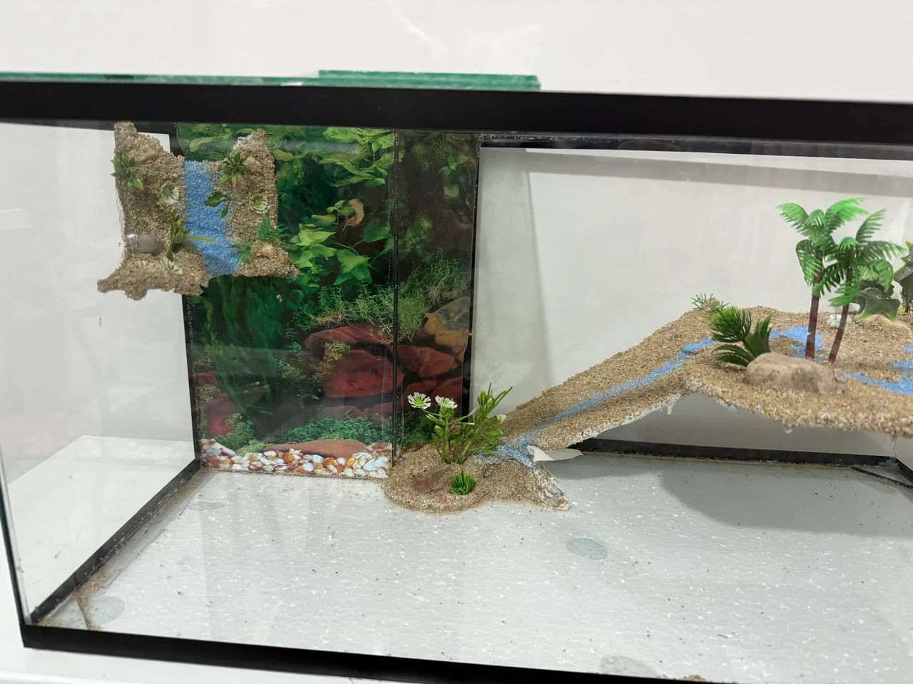 Terrário novo decorado com sump de filtragem 60x28x28cm  - Foto 3