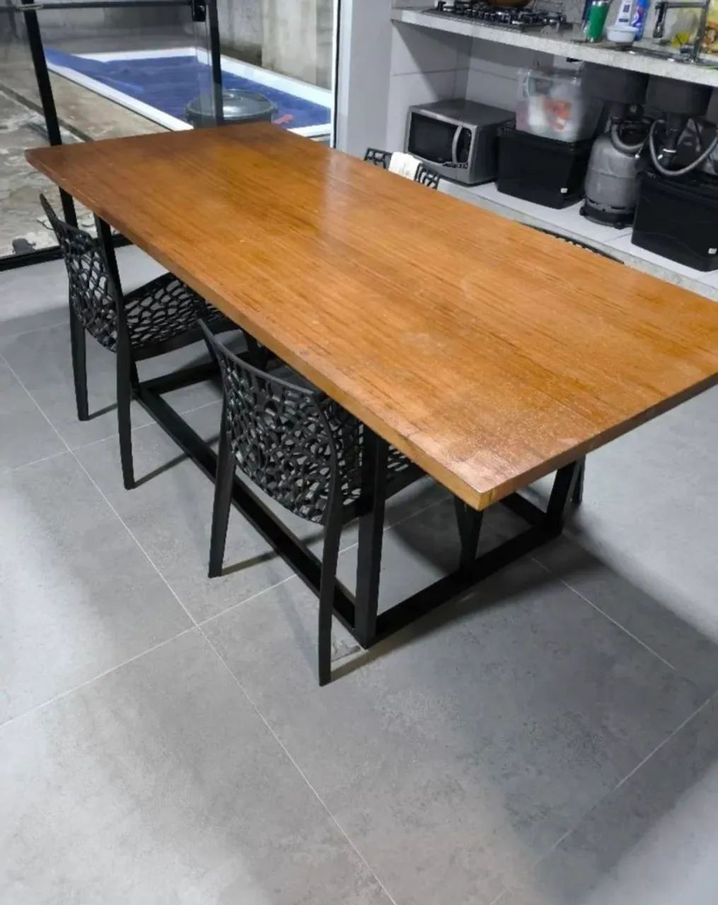 Mesa de Madeira com Pés de Ferro ? Estilo Industrial | Sob Medida - Foto 2