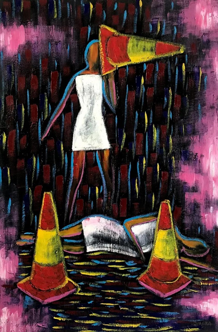 Pintura a óleo 40x60cm Luzes e Cones - Foto 4