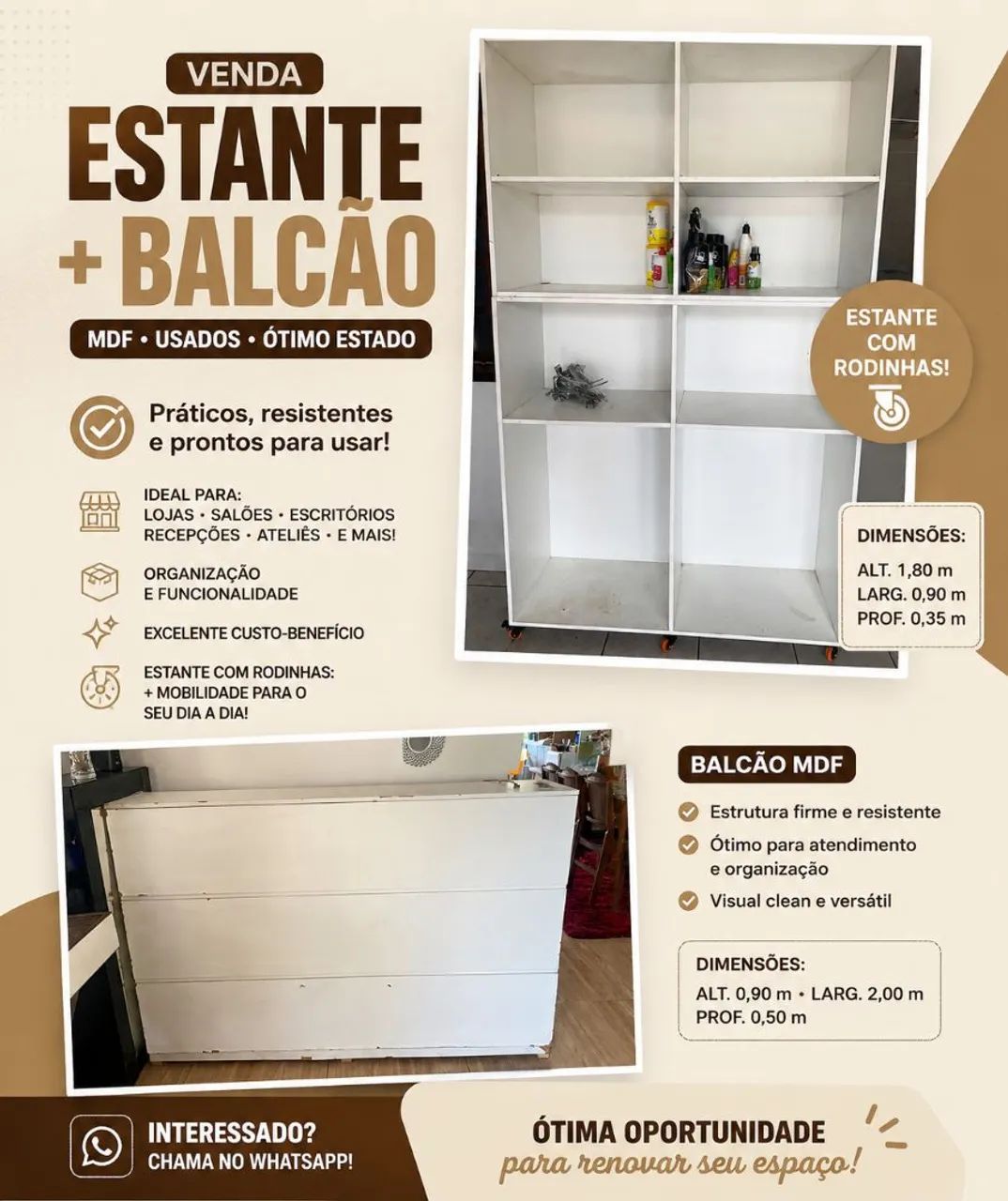 Balcão e estante em MDF. 