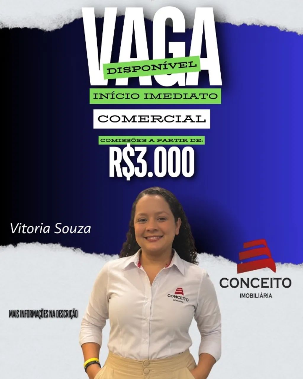 VAGA DE EMPREGO - COMERCIAL 