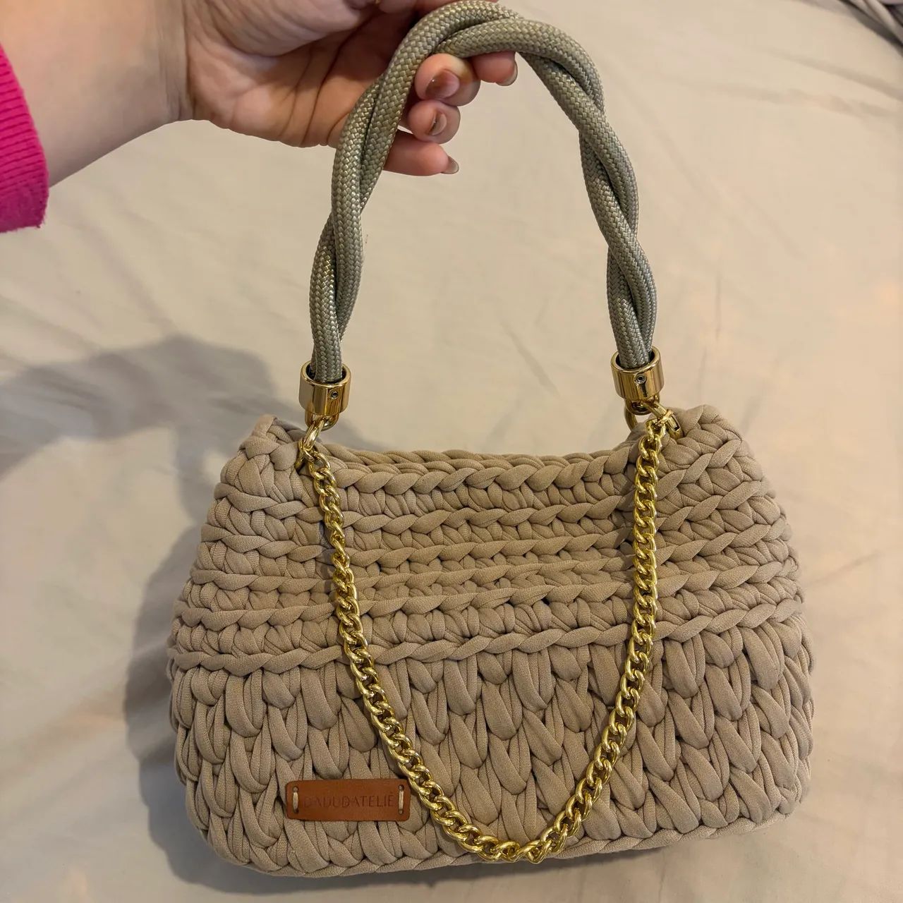 Bolsa de Crochê Grande - Rosa envelhecido 