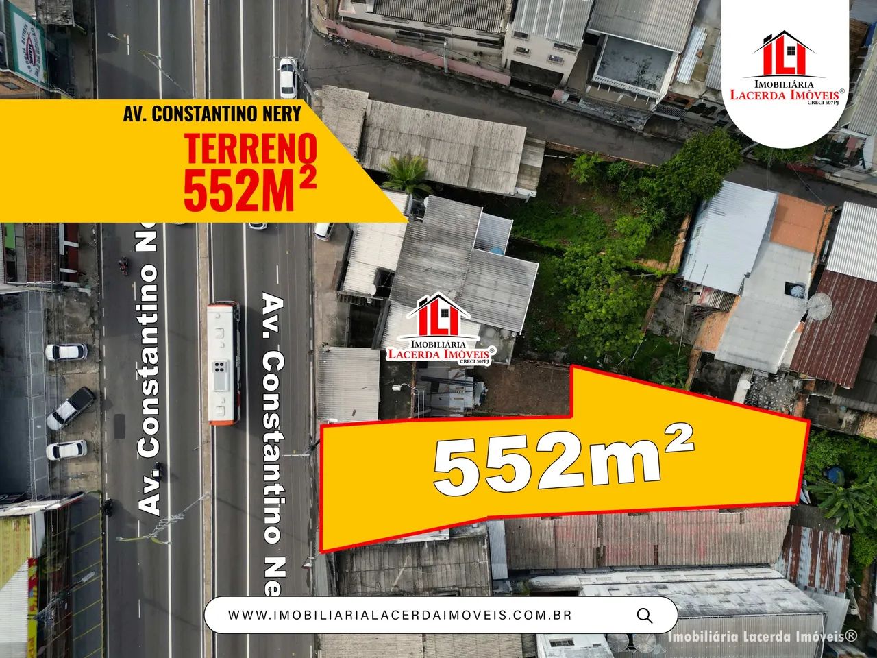 Terreno 552m² com Edificação 132m² na Av. Constantino Nery