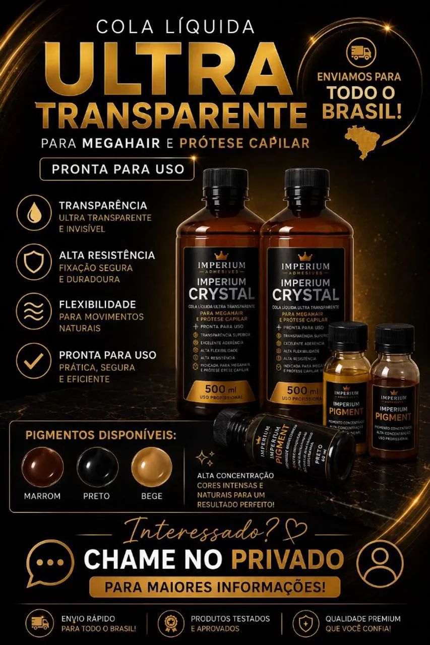 Cola transparente para megahair e prótese capilar 
