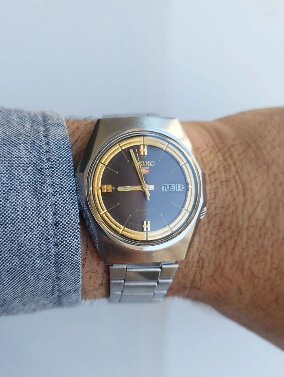 Relógio Seiko 5 Automático Gold/Brown - Foto 2