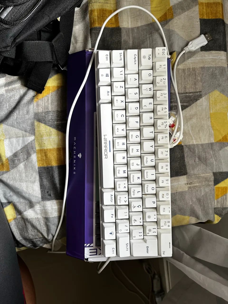 Teclado Mecânico Warrior Branco Switch Blue - Foto 2