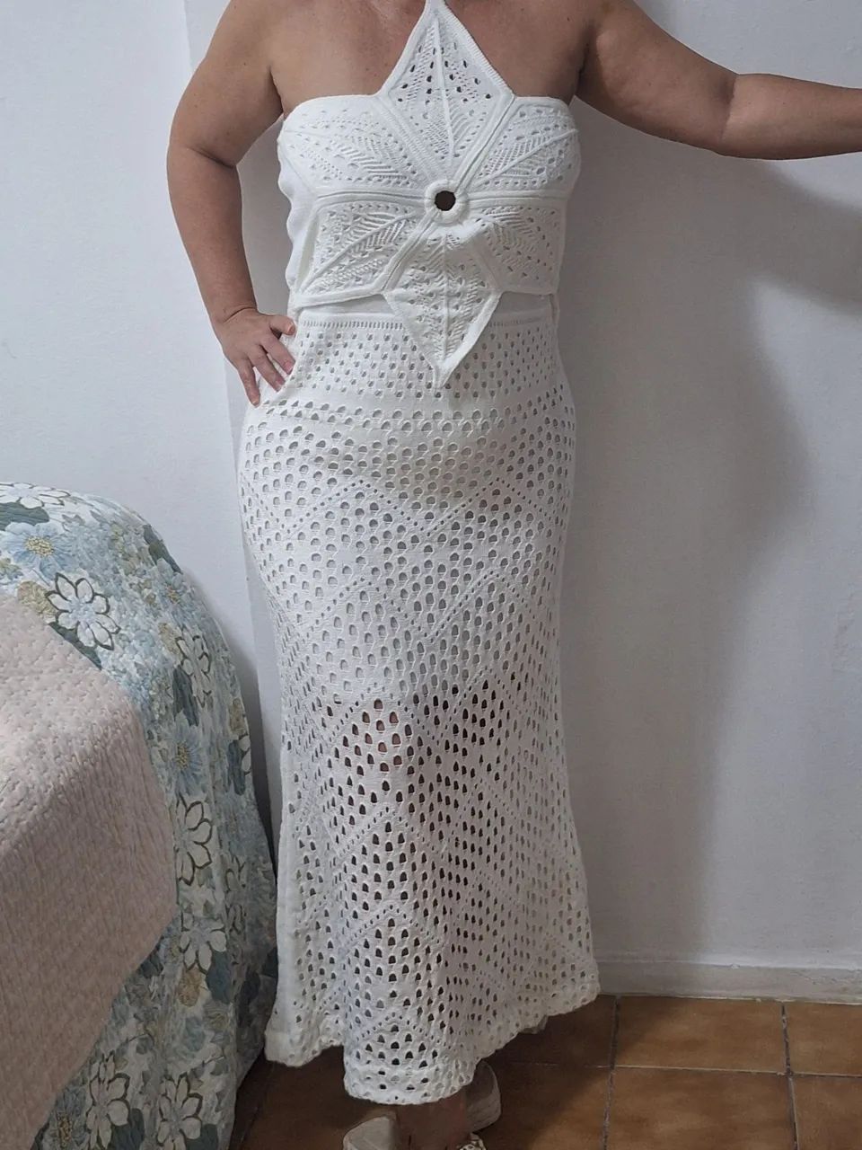 Vestido branco de trico - Foto 3