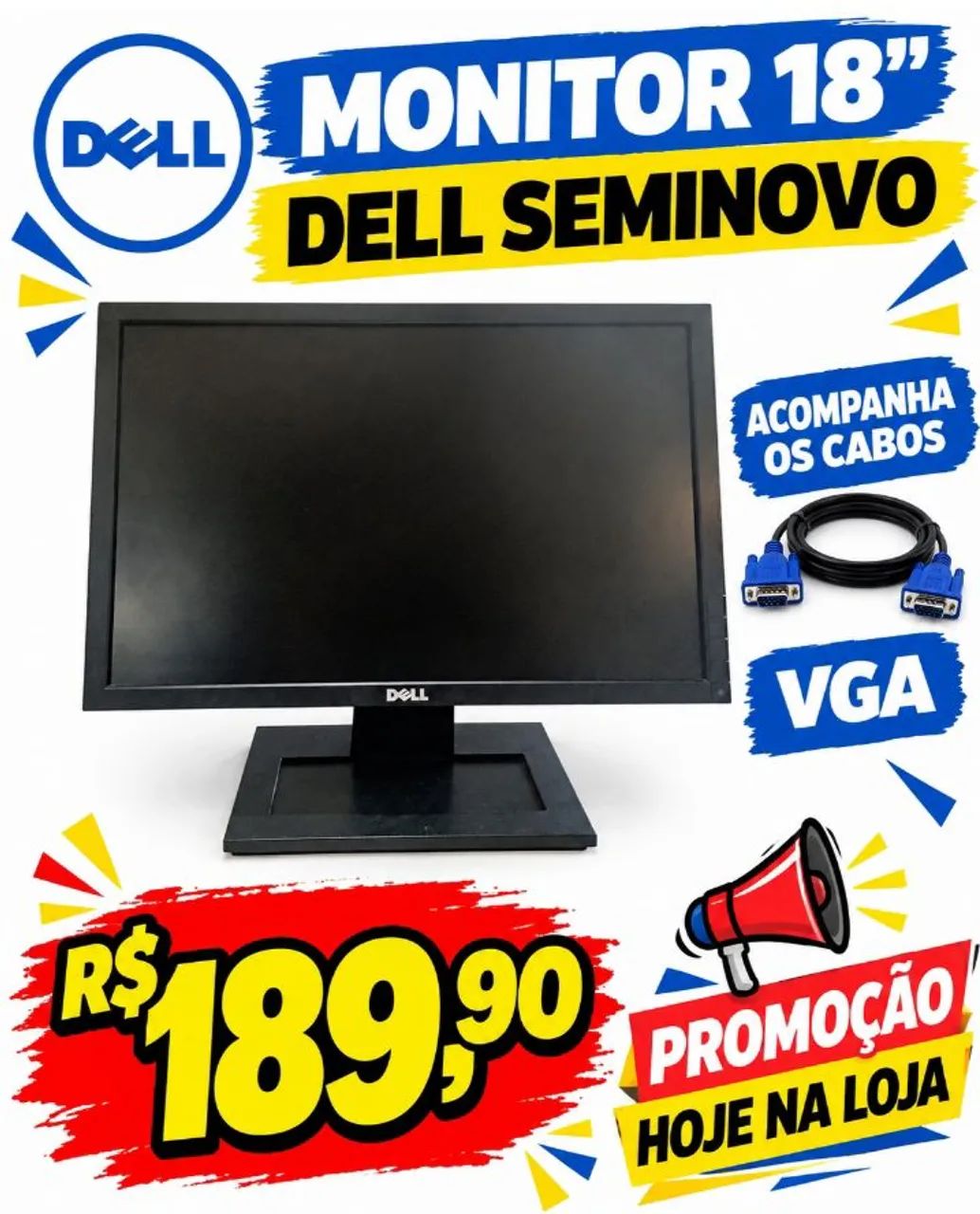 MONITOR DELL 19 POLEGADAS SEMINOVO R$189.90