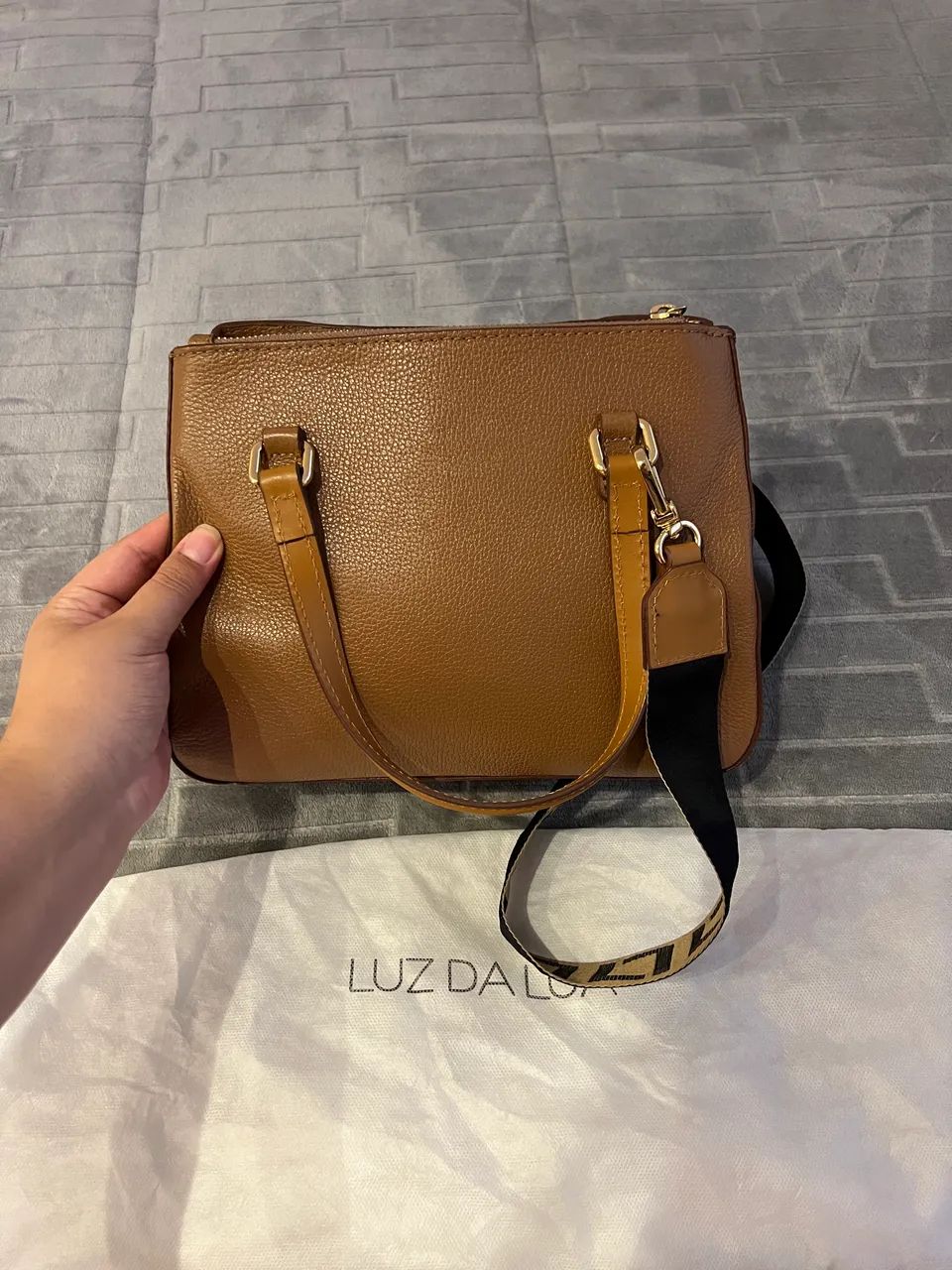Bolsa Luz da Lua Original - Couro Legítimo Caramelo Com Dust Bag - Bolsa Tote - Foto 4