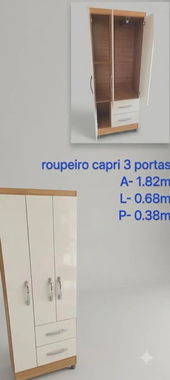 Guarda roupas solteiro com divisórias 