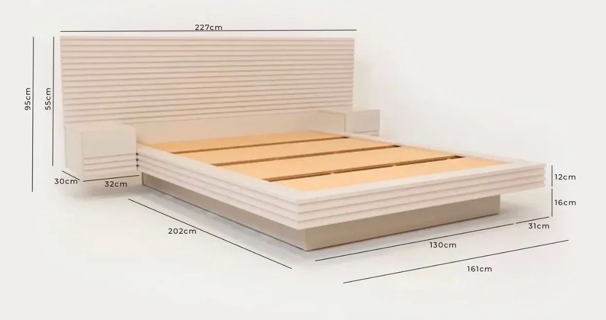 Cama Casal/Queem com Cabeceira e Mesas de Apoio SEM colchão - Foto 2