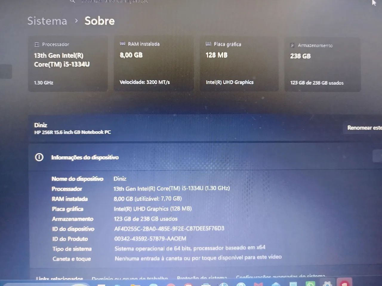 Notebook g9 HP i5 13th