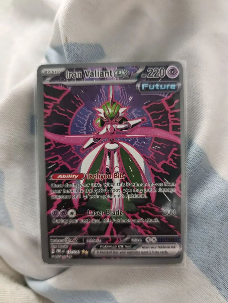  Card pokemon Iron valiantEX emplasticada original semi-novo