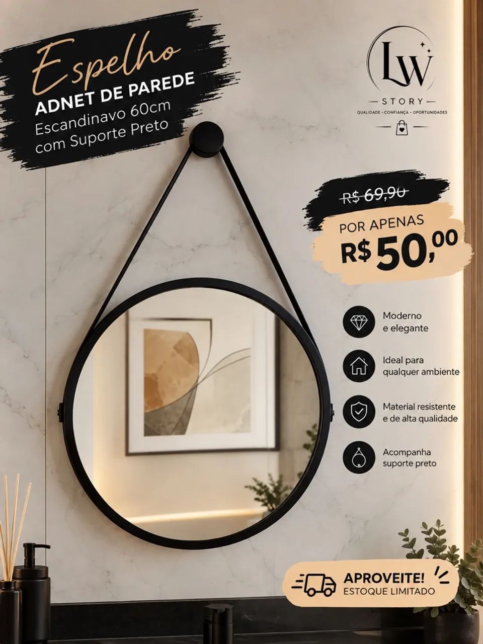Espelho ADNET DE PAREDE 