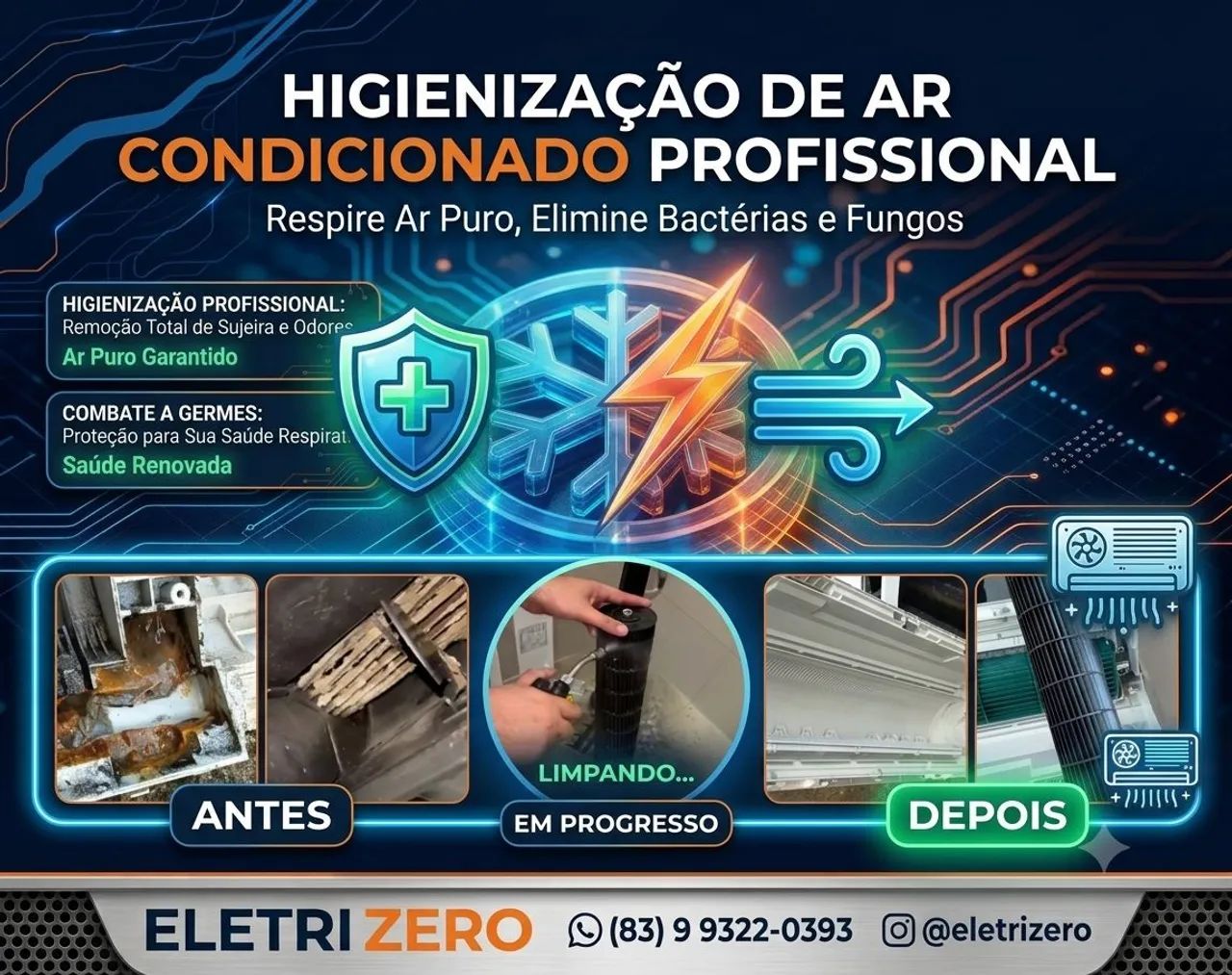 Higienização de ar-condicionado a partir de R$ 150