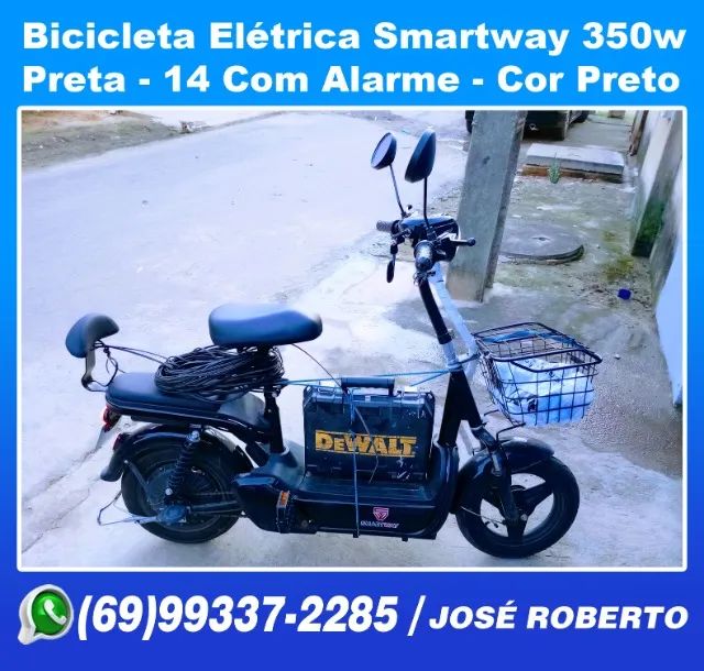 Ciclo Motor Elétrica Smartway 350w Preta - 14 Com Alarme Cor Preto - Foto 3