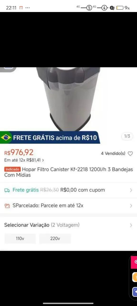 Vendo bomba de aquário 