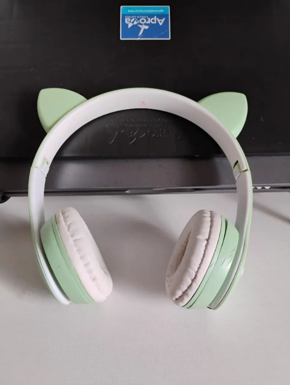 Headphone led gatinho verde