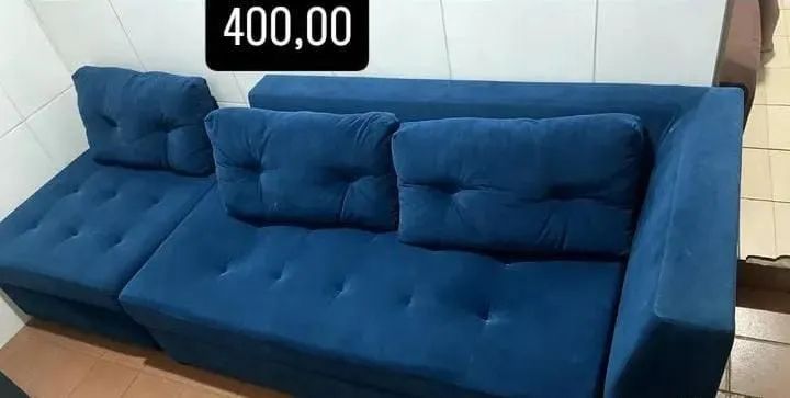 Sofá e puff quadrado 