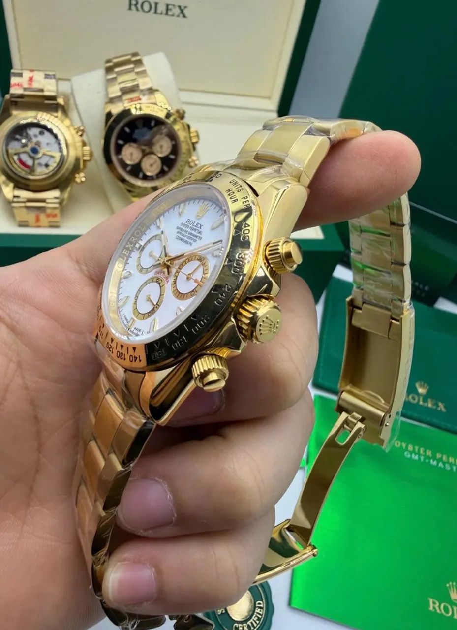 Relógio Daytona Branco Gold Automático super premium  - Foto 4