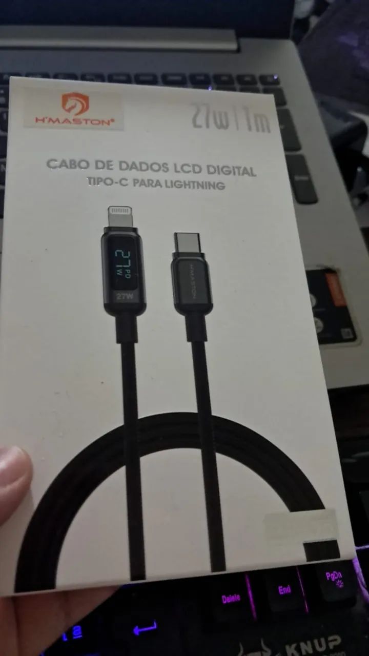 Cabo Usb-c P/ Lightning 27w Lcd Display Digital - Hmaston - Foto 2
