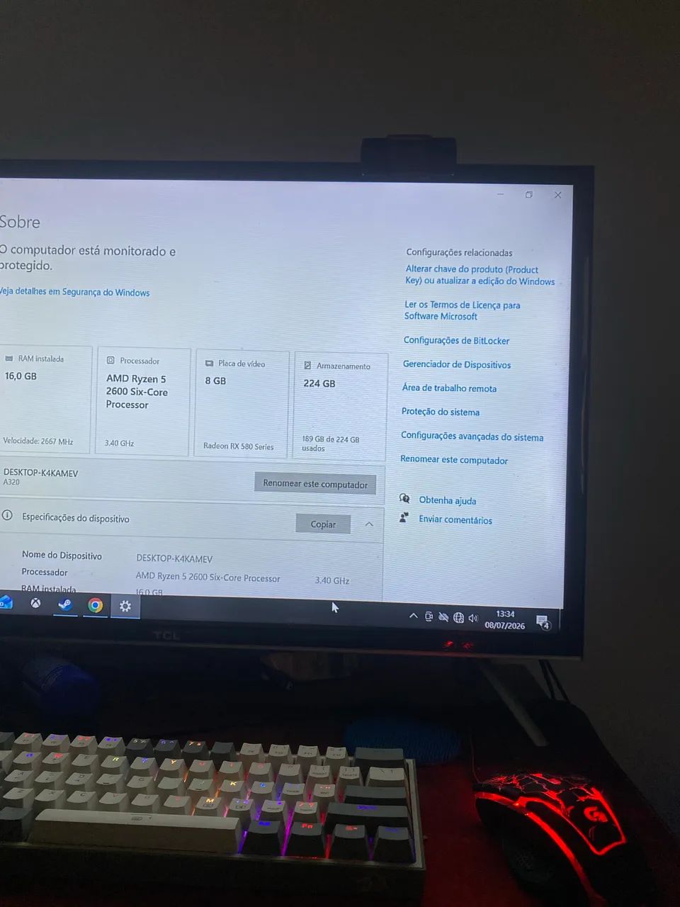 ? PC Gamer Ryzen 5 + RX580 - Foto 5