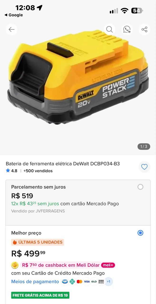 DeWALT Bateria20v Power Stack 1.7ah  - Foto 4