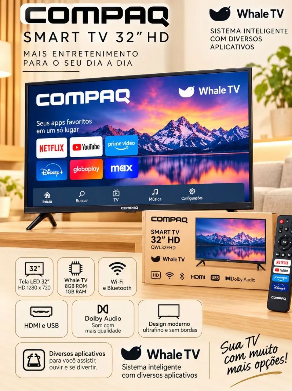 Smart TV Compac Whale TV 32 polegadas - Foto 3