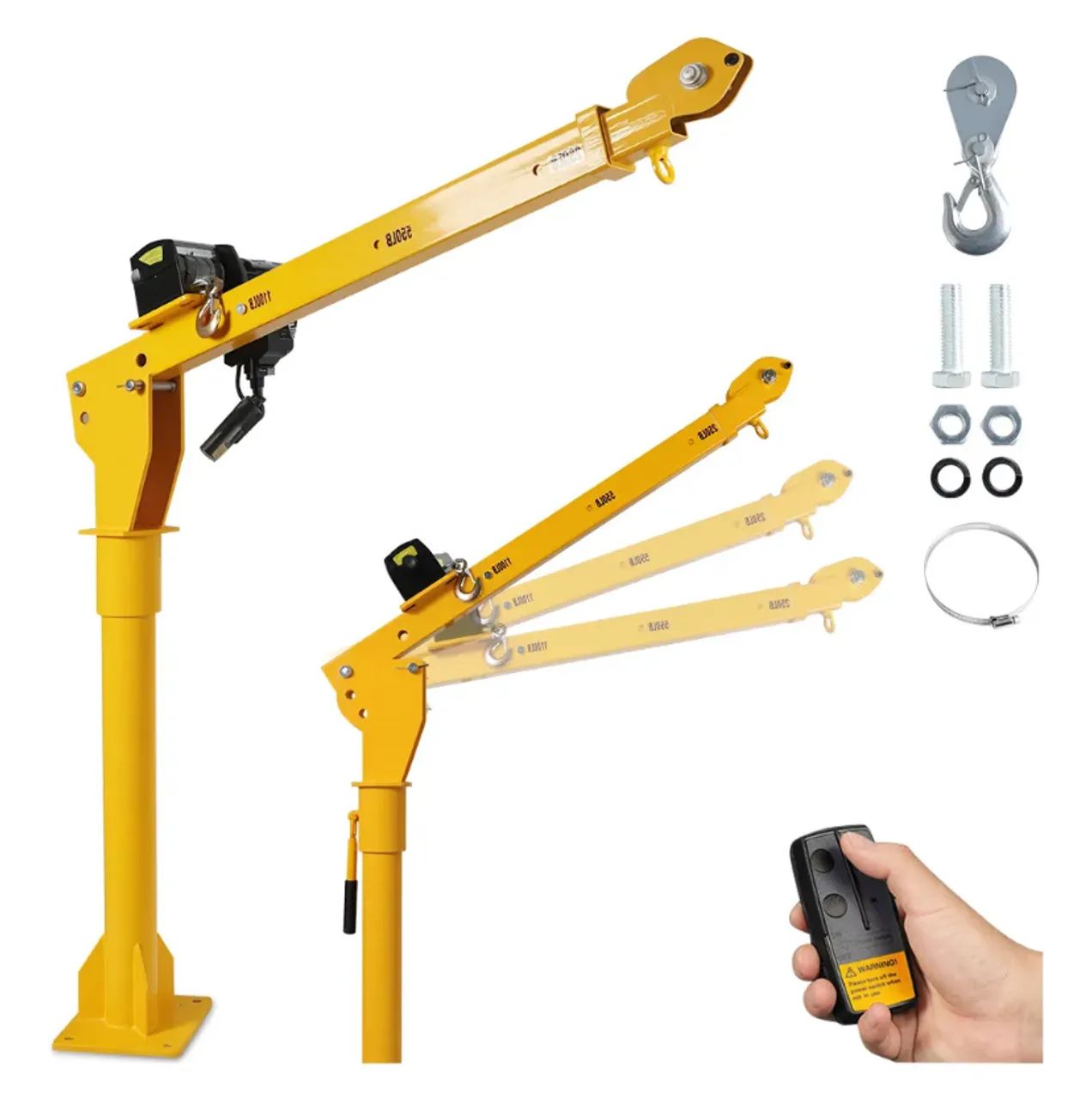 Guincho Girafa Hidráulico Elétrico Giratorio 500kg P/ Pickup com controle