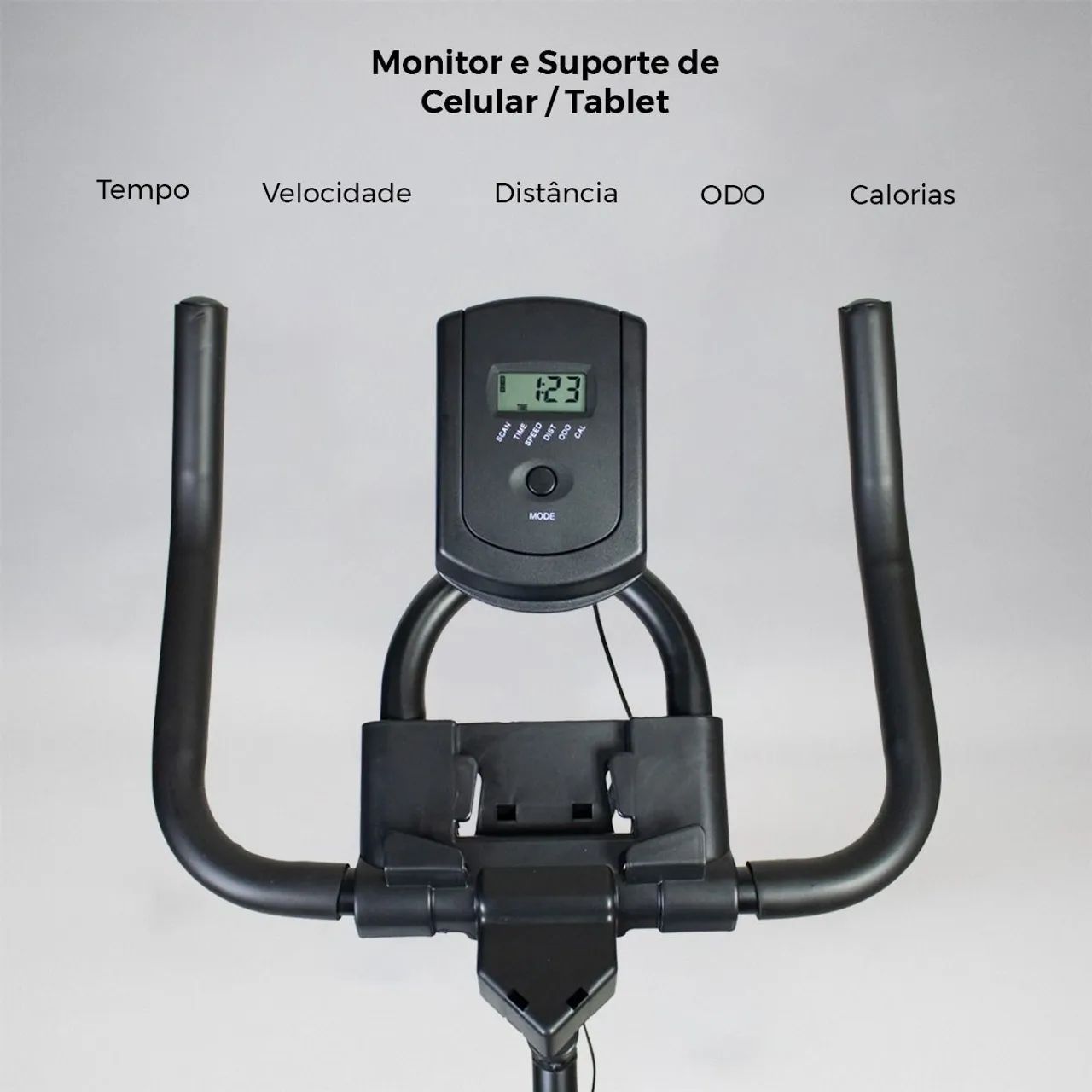 Bicicleta Ergométrica Preta Nova na Caixa Com Odômetro e Suporte Para Celular - Foto 4