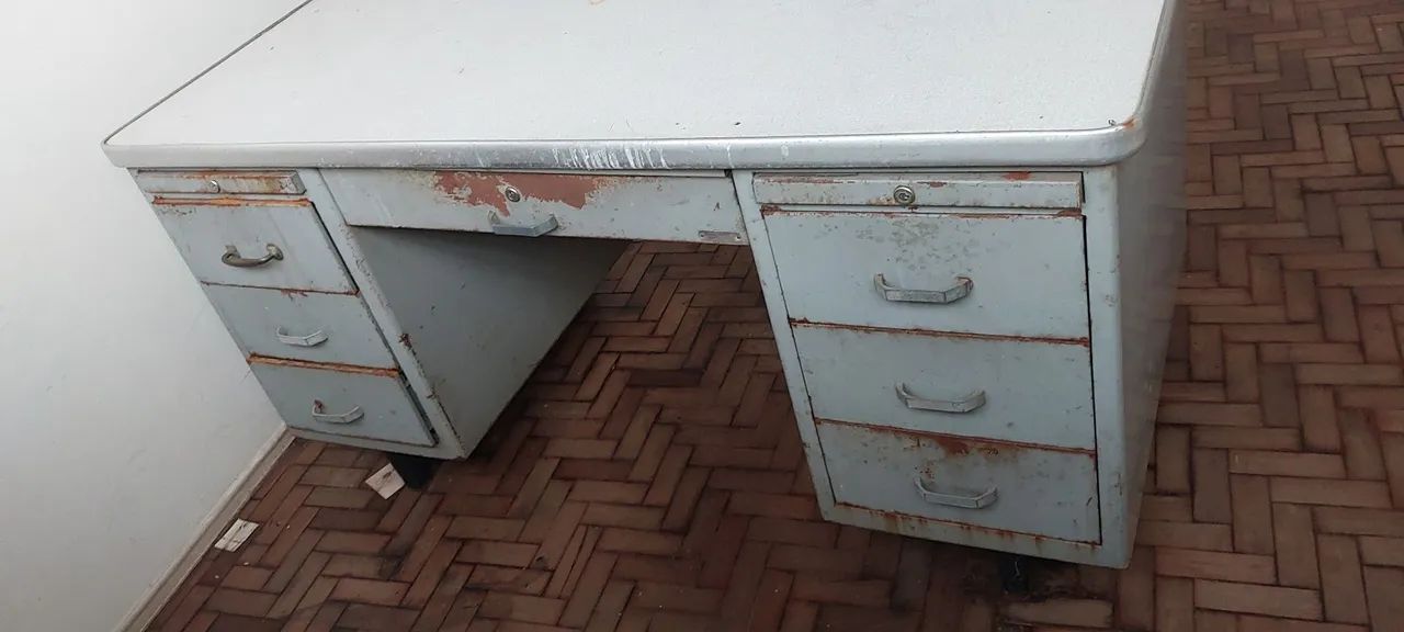 Escrivaninha Antiga Aço Escritório  - Foto 4