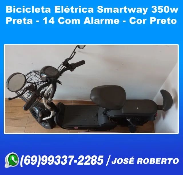 Ciclo Motor Elétrica Smartway 350w Preta - 14 Com Alarme Cor Preto - Foto 6