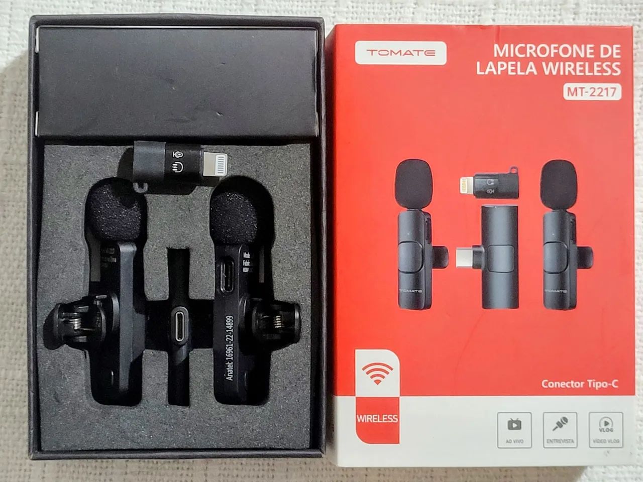 Microfone de lapela wireless para celular MT 2217 Tomate - Foto 2