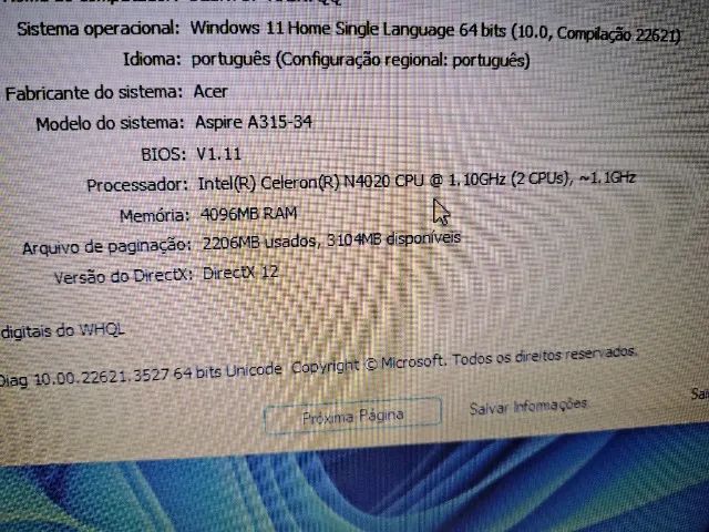 Notebook Acer Novinho Intel N4020 com SSD WIndows 11 bem rapido - Foto 5
