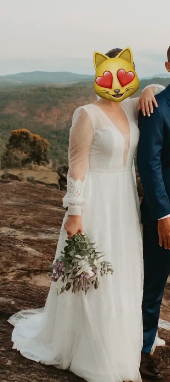Vestido de Noiva Boho em Renda - Tam. 42 - Foto 3