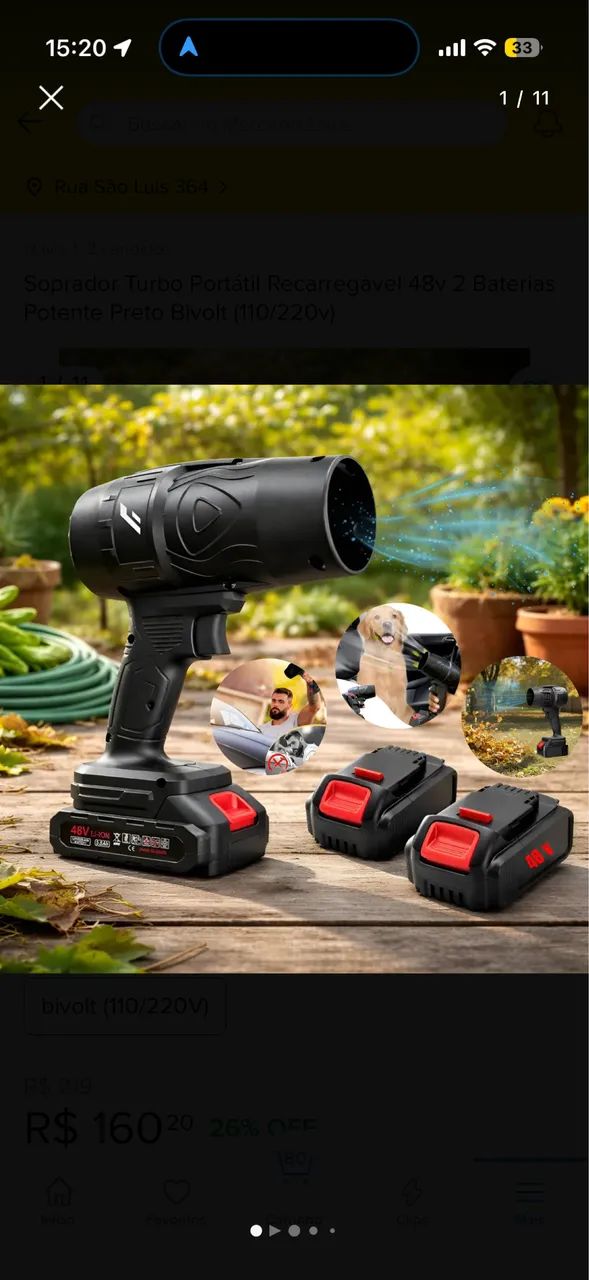 マリン Soprador Turbo Portátil Recarregável 48v 2 Baterias Potente Preto