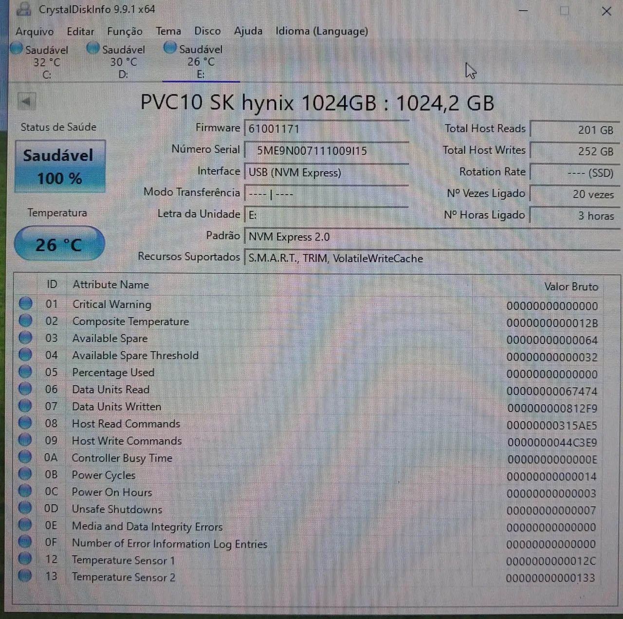 Nvme 1tb 100% adata 4x4 ps5/pc/notebook