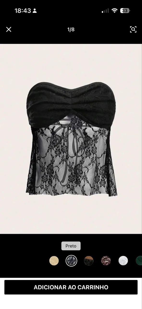 Tub Top de Renda 