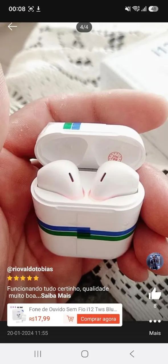 Fone de ouvido bluetooth i12 - Foto 4