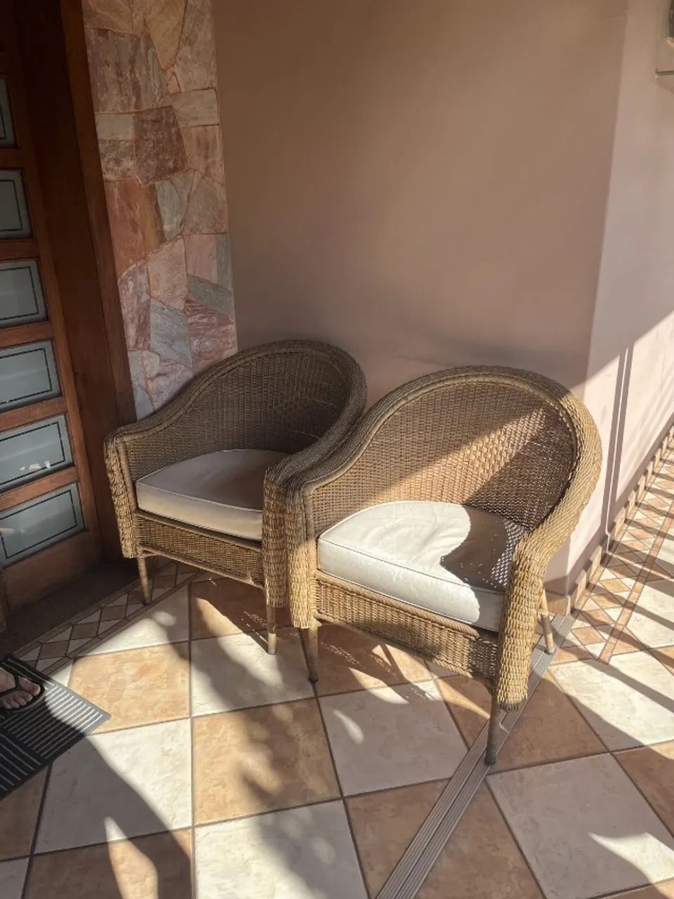 Kit 3 peças com sofá Vime · sofá + 2 poltronas com almofadas - Foto 4