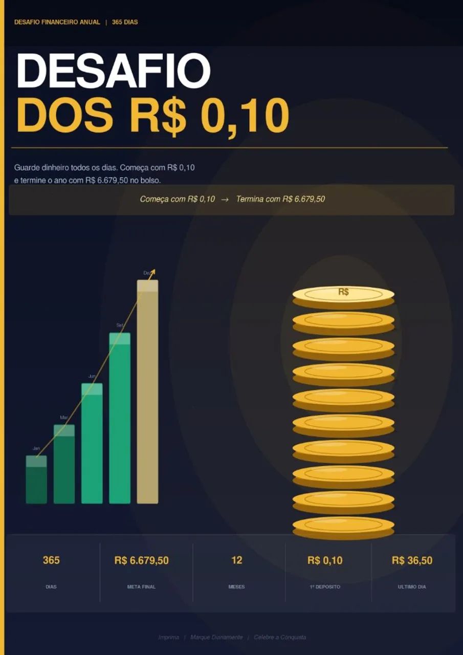 Desafio Financeiro dos 0.10 centavos em 1 ano  - Foto 3