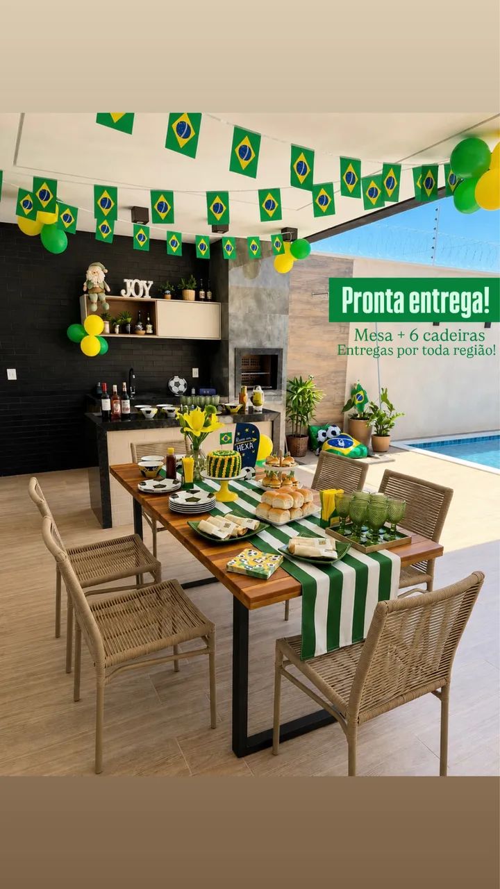 Mesa de madeiras com 6 cadeiras 