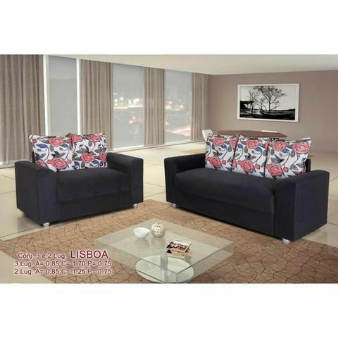 Conjunto Sofá 2 e 3 Lugares Lisboa Suede - Pague na entrega receba até 24h - Foto 2