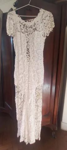 Vestido longo de renda branco da Agilita  - Foto 3